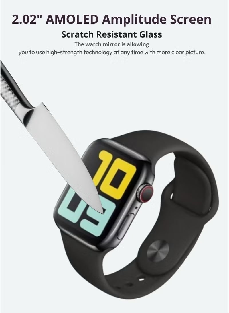 Smartbarry SM‑402 Smartwatch – Super AMOLED Display, SIM Support, Front Camera, Long Battery Life, Dual Silicone Straps, Fitness & Notifications, Black - Image 5